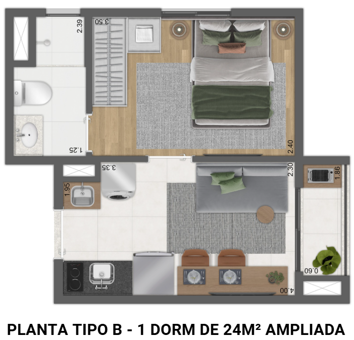 Planta Tipo B - 1 Dorm de 24m² Ampliada.png