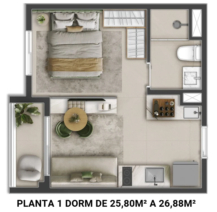 Planta - 1 dorm aberto de 25m.png